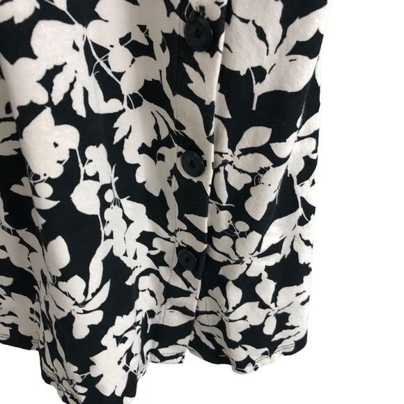 J. Jill Women's Dress Size L Floral Black White Short Sleeve Stretch - Picture 9 of 11